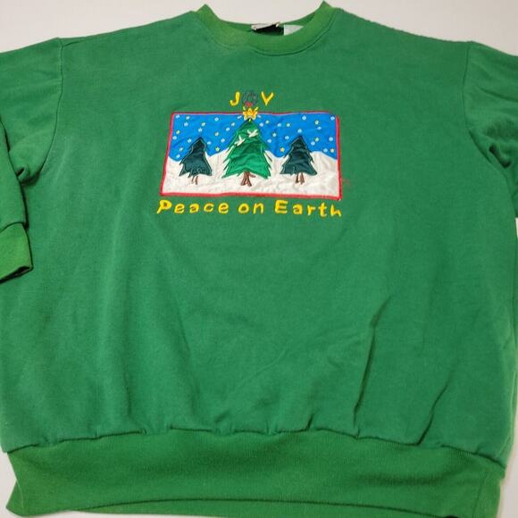 Nutcracker Shirt Womens XL Sweater Green Joy Peace On Earth Tree Comfort Stretch - Picture 1 of 12